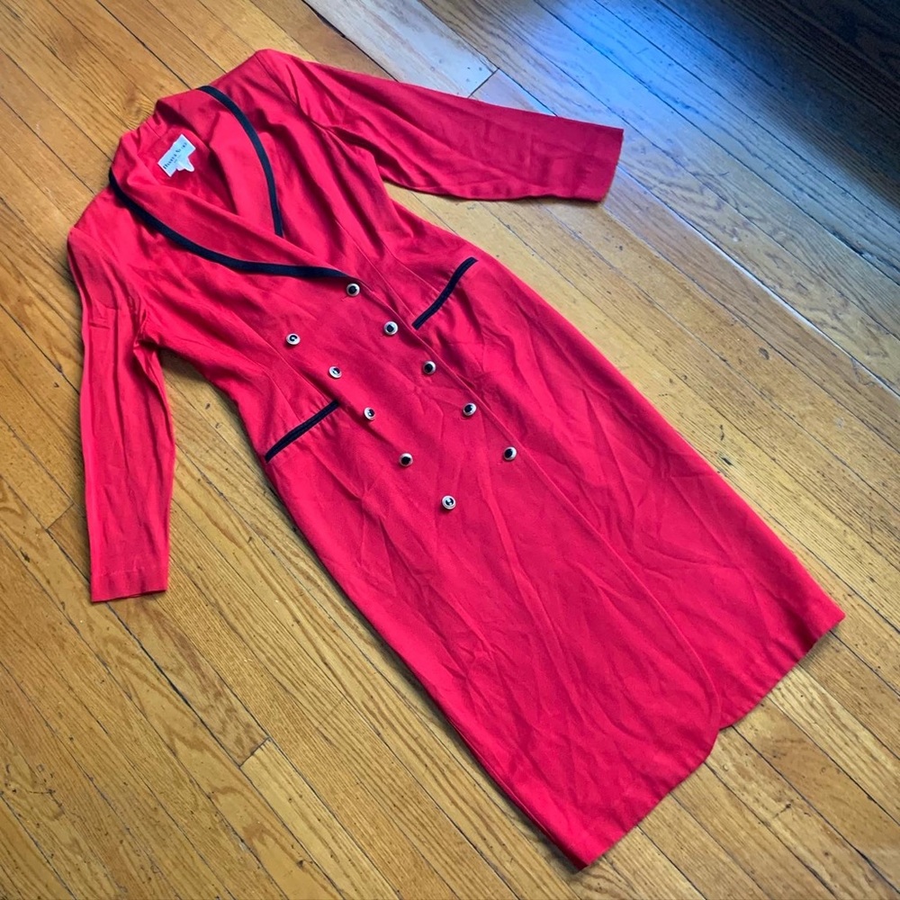Vintage 1980s Red & Black Blazer Dress